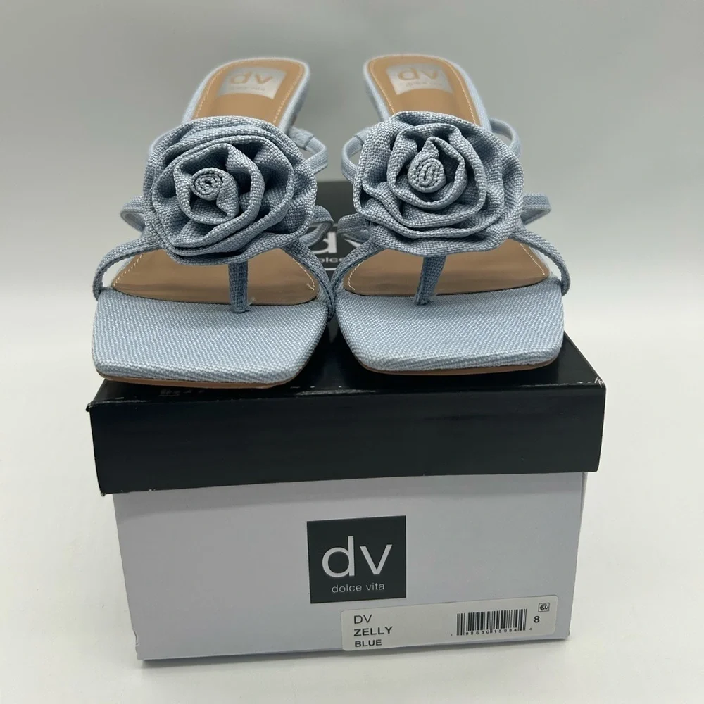 Dolce Vita Zelly Blue Floral Strappy Mule Heels | Size 8 | New With Box